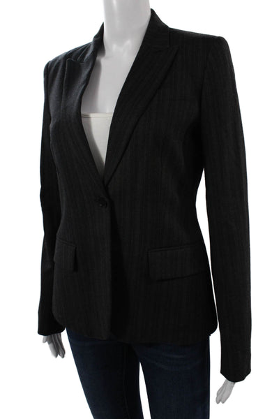 Theory Womens Classic Striped Dark Gray Wool Blend Blazer Size 6