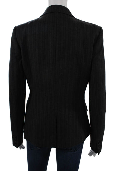 Theory Womens Classic Striped Dark Gray Wool Blend Blazer Size 6
