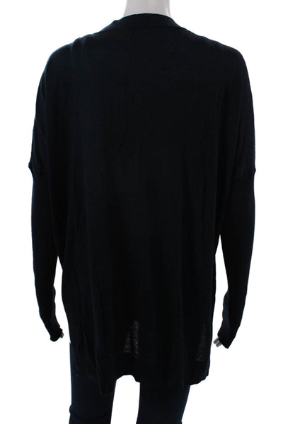 Kokun Unisex Navy Bamboo Cashmere V-Neck Button Cardigan Long Sleeve Size 36