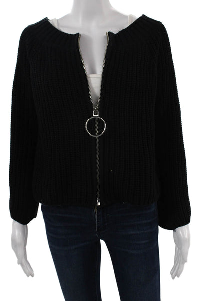 525 America Unisex Black Full Zip Cardigan Cotton Long Sleeve Size XS