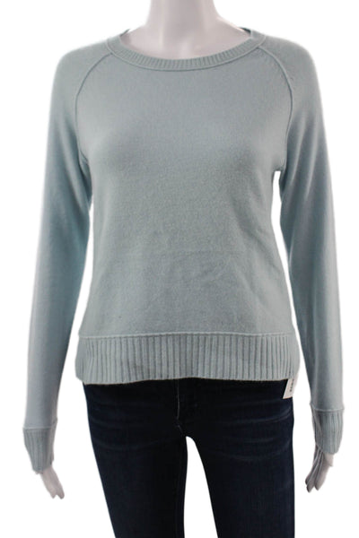 360 Cashmere Unisex Light Blue 100% Cashmere Crew Neck Pullover Sweater Size XS