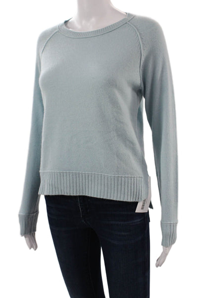 360 Cashmere Unisex Light Blue 100% Cashmere Crew Neck Pullover Sweater Size XS