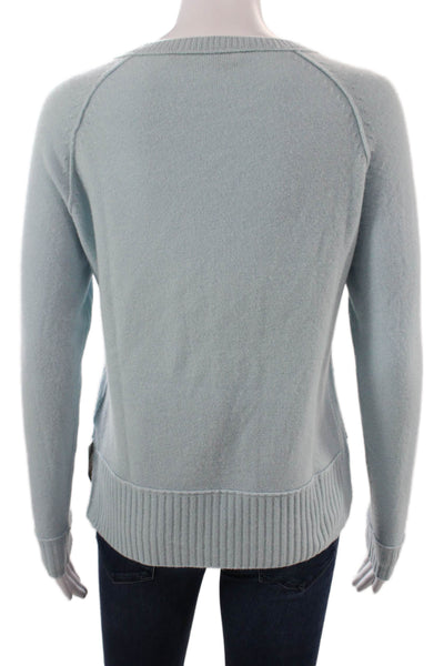 360 Cashmere Unisex Light Blue 100% Cashmere Crew Neck Pullover Sweater Size XS