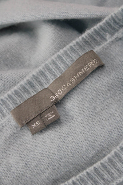 360 Cashmere Unisex Light Blue 100% Cashmere Crew Neck Pullover Sweater Size XS