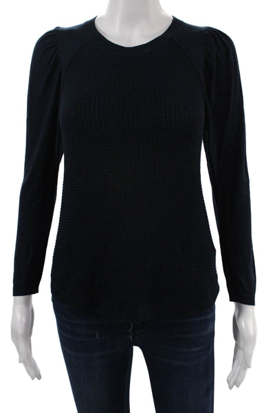 Cotton By Autumn Cashmere Women Black Crewneck Top Size XS