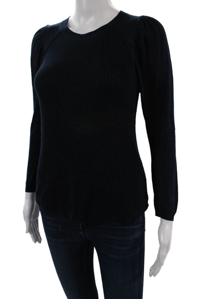 Cotton By Autumn Cashmere Women Black Crewneck Top Size XS