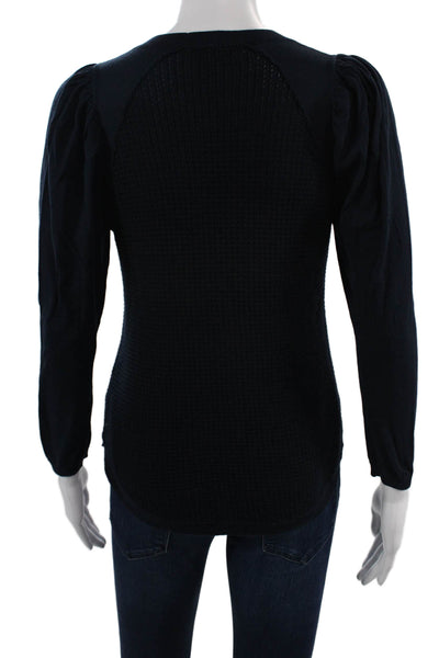 Cotton By Autumn Cashmere Women Black Crewneck Top Size XS