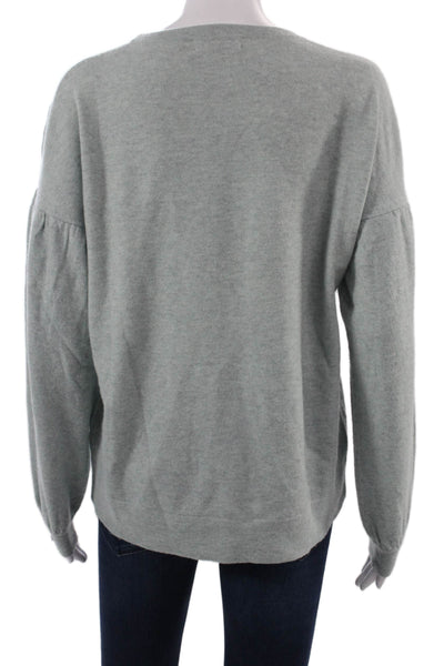 Repeat Unisex Pullover Floral Gray Wool Cashmere Crew Neck Long Sleeve Size 2XS