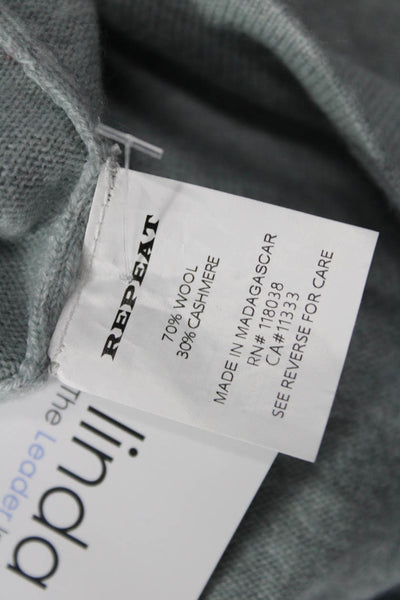 Repeat Unisex Pullover Floral Gray Wool Cashmere Crew Neck Long Sleeve Size 2XS