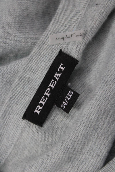 Repeat Unisex Pullover Floral Gray Wool Cashmere Crew Neck Long Sleeve Size 2XS