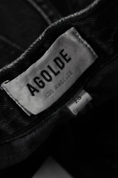 Agolde Unisex Wide-Leg Black Jeans Mid-Rise Button Fly Size 23