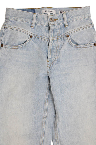 Re/Done Women Cropped Straight Jeans Light Blue Mid Rise Size 24