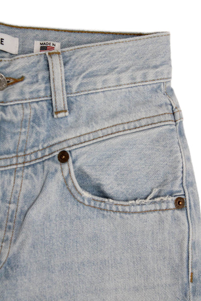 Re/Done Women Cropped Straight Jeans Light Blue Mid Rise Size 24