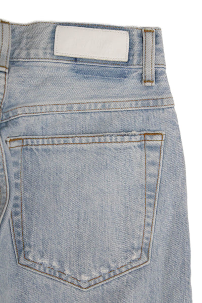 Re/Done Women Cropped Straight Jeans Light Blue Mid Rise Size 24
