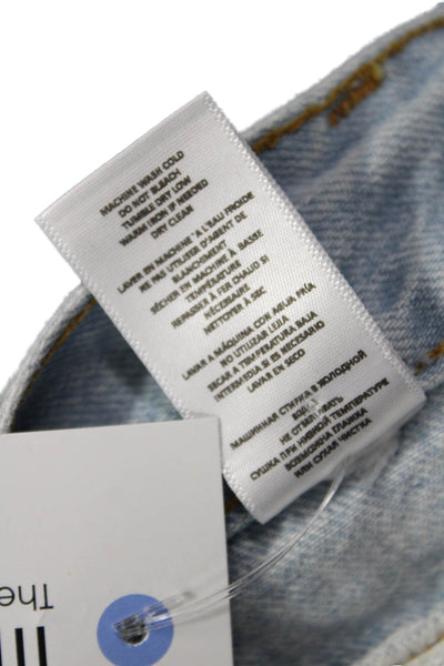 Re/Done Women Cropped Straight Jeans Light Blue Mid Rise Size 24
