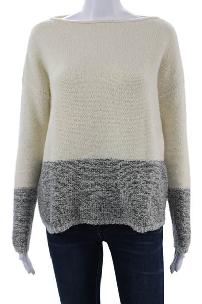 Vince Unisex Pullover Long Sleeve Sweater Beige Wool Silk Cashmere Size XS