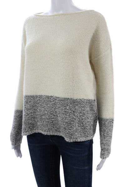 Vince Unisex Pullover Long Sleeve Sweater Beige Wool Silk Cashmere Size XS