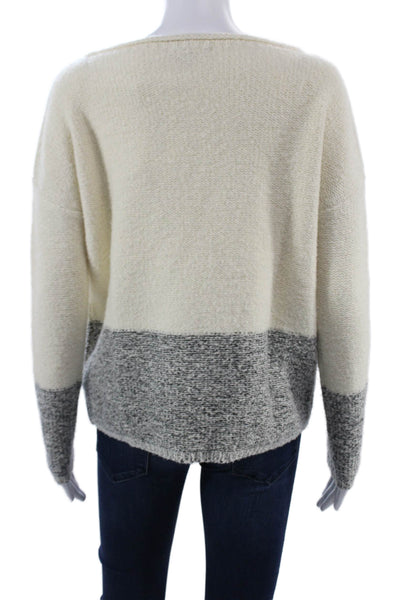 Vince Unisex Pullover Long Sleeve Sweater Beige Wool Silk Cashmere Size XS