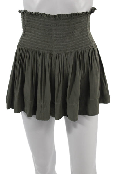Koch Women Peasant Mini Skirt Green Polyester Solid Size S
