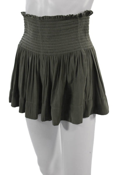 Koch Women Peasant Mini Skirt Green Polyester Solid Size S