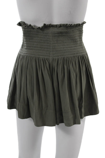 Koch Women Peasant Mini Skirt Green Polyester Solid Size S