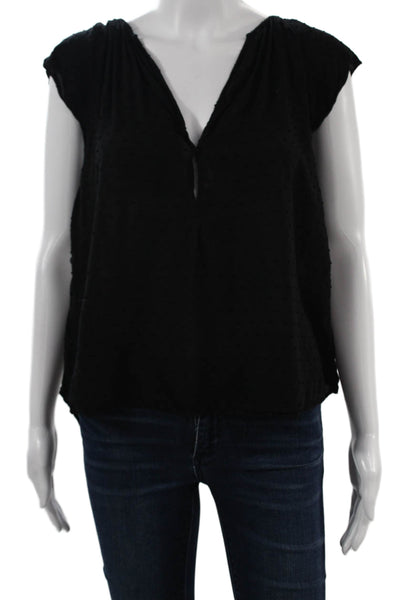Velvet by Graham & Spencer Women PolkaDot VNeck Cap Sleeve Blouse Black Size XS