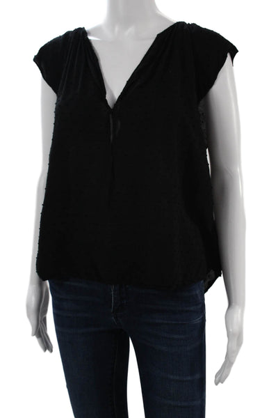 Velvet by Graham & Spencer Women PolkaDot VNeck Cap Sleeve Blouse Black Size XS