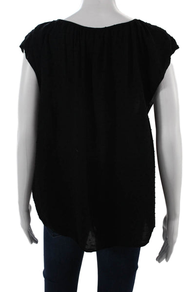 Velvet by Graham & Spencer Women PolkaDot VNeck Cap Sleeve Blouse Black Size XS
