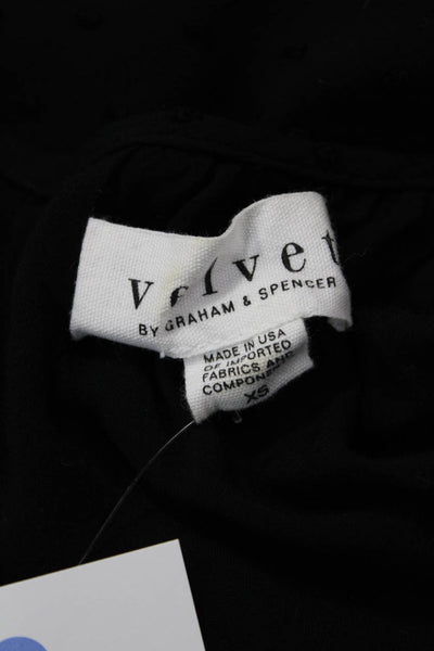 Velvet by Graham & Spencer Women PolkaDot VNeck Cap Sleeve Blouse Black Size XS