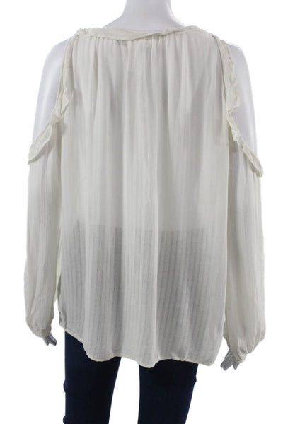 Velvet by Graham & Spencer Women Bohemian White VNeck Long Sleeve Blouse Size XS