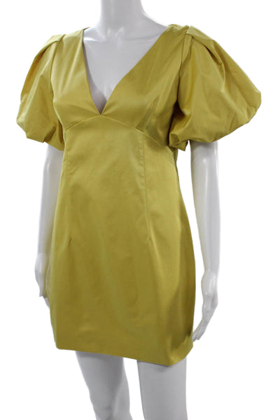 Do+Be Womens Mini Shift Dress Yellow V-Neck Short Sleeve Above Knee Size M