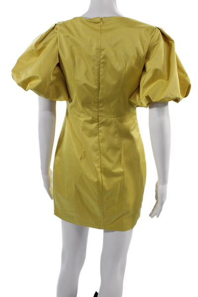 Do+Be Womens Mini Shift Dress Yellow V-Neck Short Sleeve Above Knee Size M