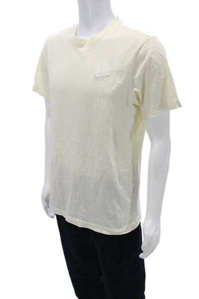 Nike Mens Designer Beige Cotton Crew Neck Short Sleeve T-Shirt Size M