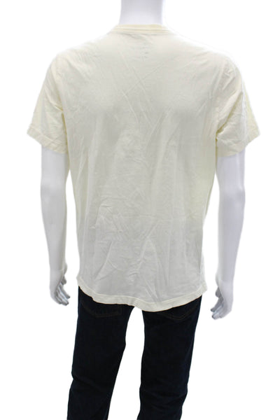 Nike Mens Designer Beige Cotton Crew Neck Short Sleeve T-Shirt Size M