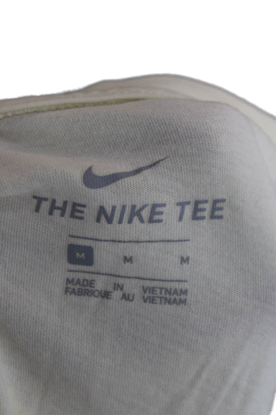 Nike Mens Designer Beige Cotton Crew Neck Short Sleeve T-Shirt Size M