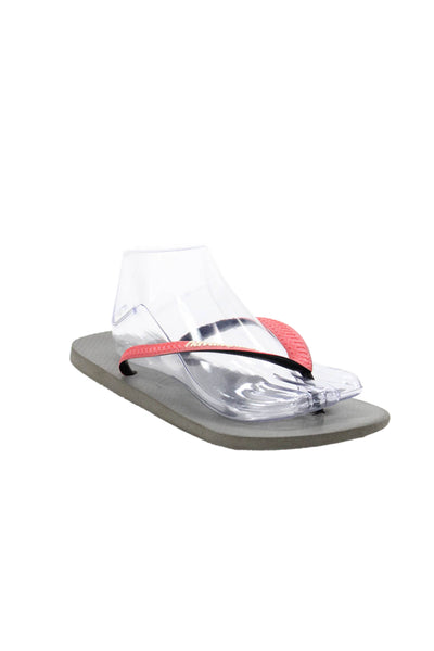 Havaianas Mens Rubber Logo T Strap Sandals Red Black Gray Size 9