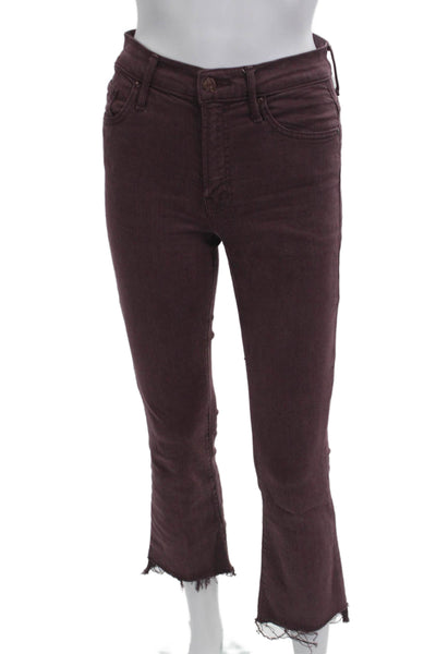 Mother Womens Cropped Skinny Jeans Brown High Rise Button Fly Size 24