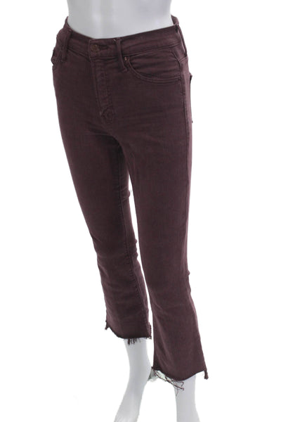 Mother Womens Cropped Skinny Jeans Brown High Rise Button Fly Size 24