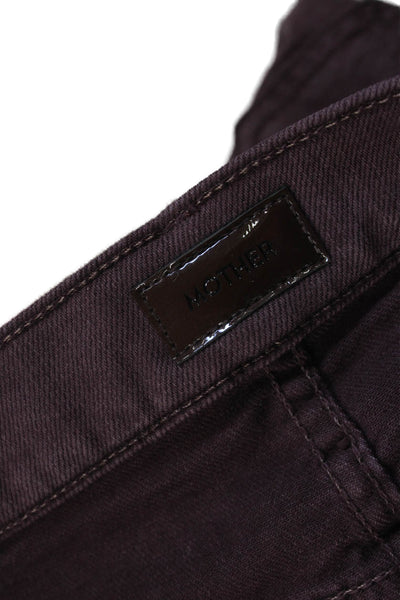 Mother Womens Cropped Skinny Jeans Brown High Rise Button Fly Size 24