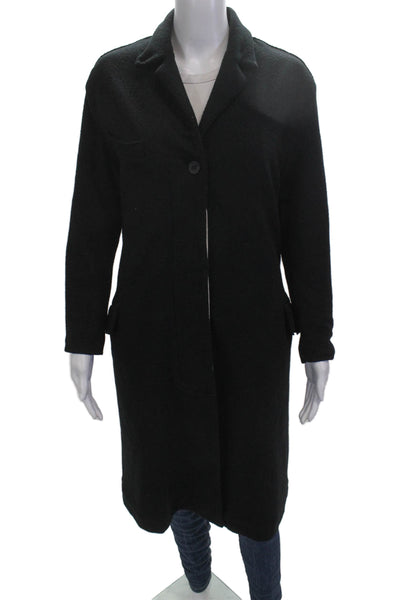 Transit Women Overcoat Black Button Collared Long Sleeve Size 2