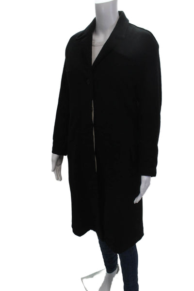 Transit Women Overcoat Black Button Collared Long Sleeve Size 2