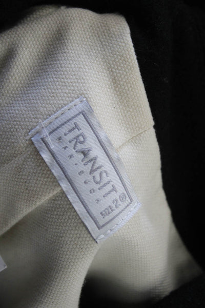 Transit Women Overcoat Black Button Collared Long Sleeve Size 2