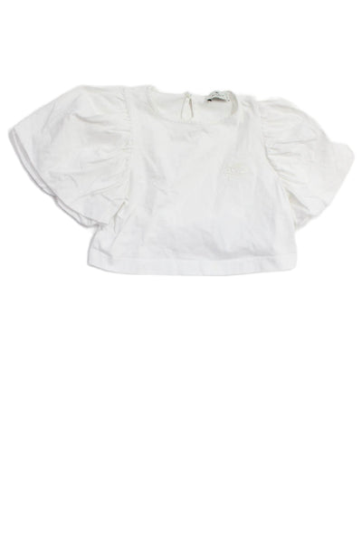Etro Childrens Girls Puffy Short Sleeves Shirt White Cotton Size 6