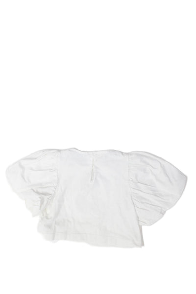 Etro Childrens Girls Puffy Short Sleeves Shirt White Cotton Size 6