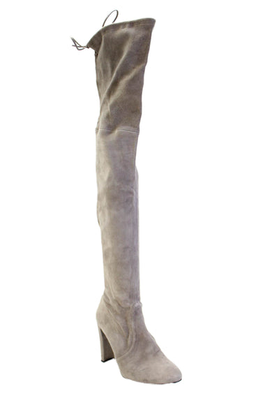 Stuart Weitzman Womens Sueded Knee High Boots Gray Size 6.5