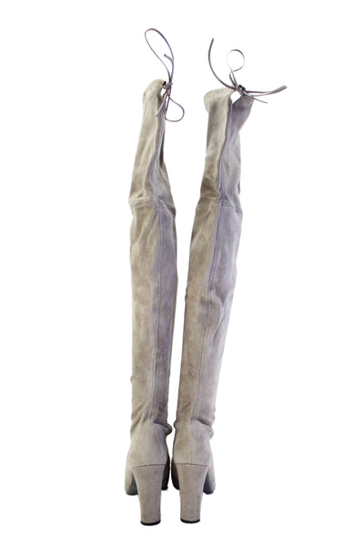 Stuart Weitzman Womens Sueded Knee High Boots Gray Size 6.5