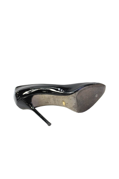 Sergio Rossi Womens Patent Leather Slip On Heels Black Size 36.5 6.5