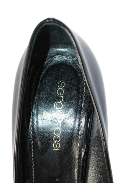 Sergio Rossi Womens Patent Leather Slip On Heels Black Size 36.5 6.5