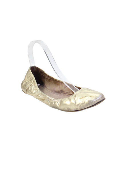 Vince Camuto Womens Slip On Round Toe Metallic Ballet Flats Gold Leather Size 7