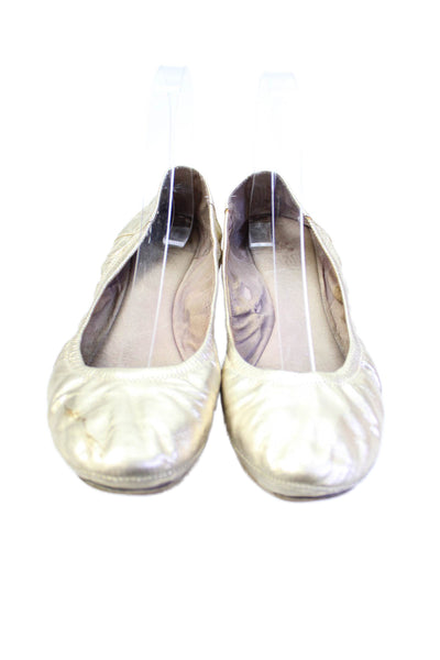 Vince Camuto Womens Slip On Round Toe Metallic Ballet Flats Gold Leather Size 7